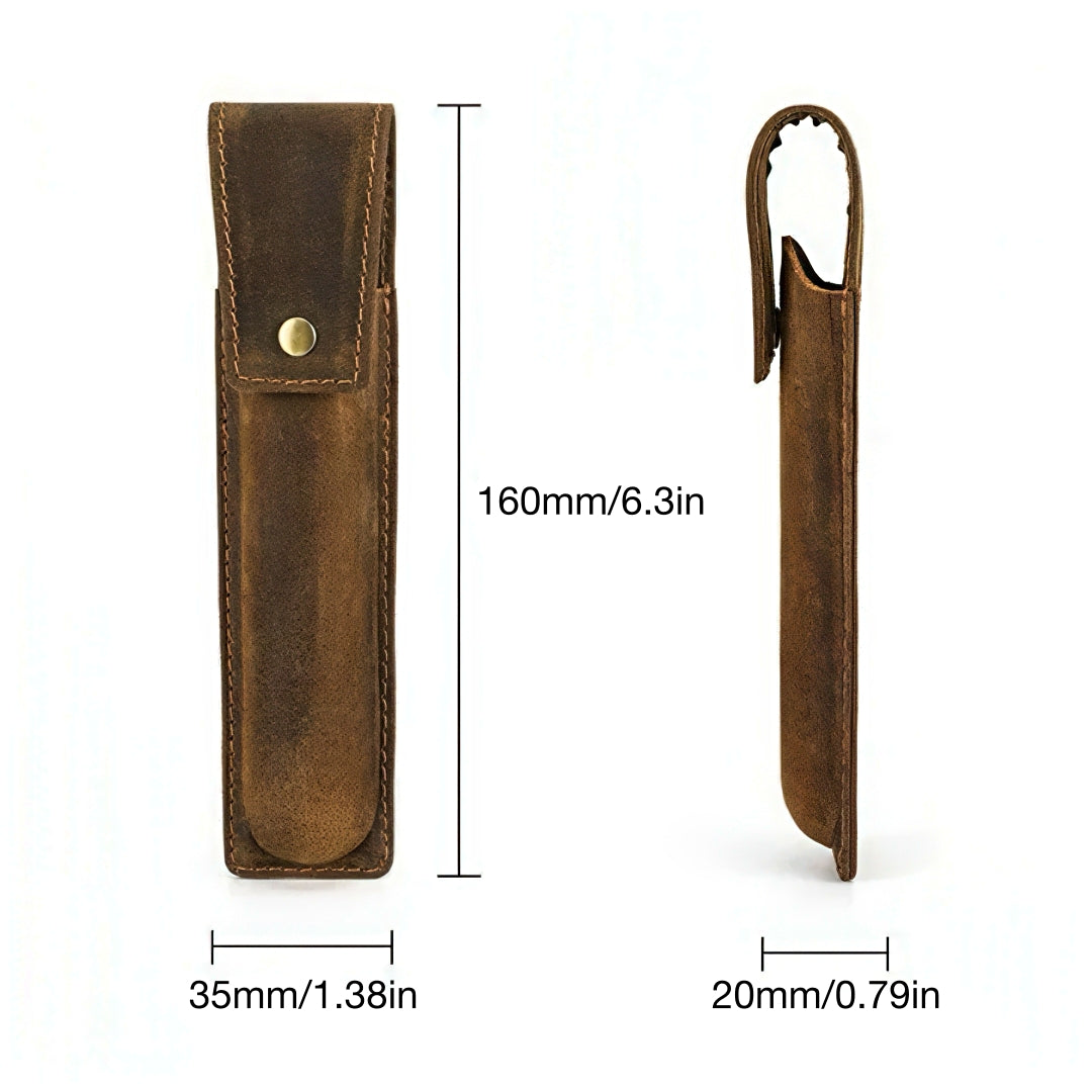 Retro Cowhide Leather Pen Case with 1/2/3 Slots