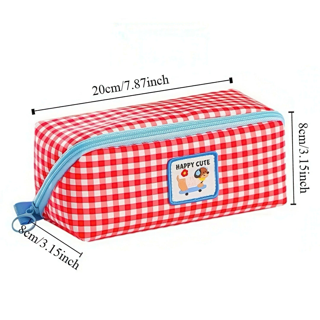 Extra Large Capacity Plaid Pencil Case