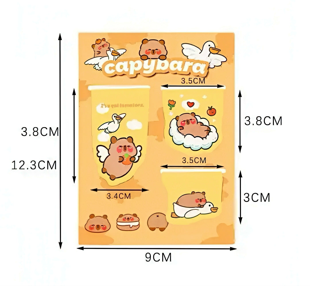 Cute Capybara Themed Magnetic Bookmark Set of 3