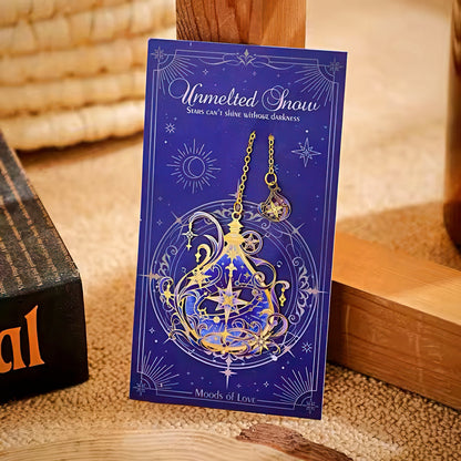 Intricate Floral and Stars Themed Metal Bookmark