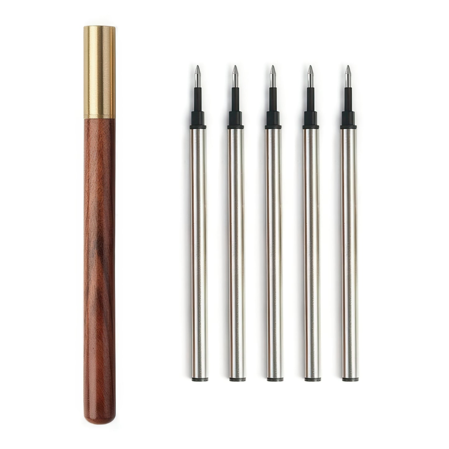 Retro Wooden and Brass Rollerball Pen