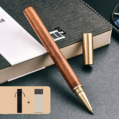 Retro Wooden and Brass Rollerball Pen