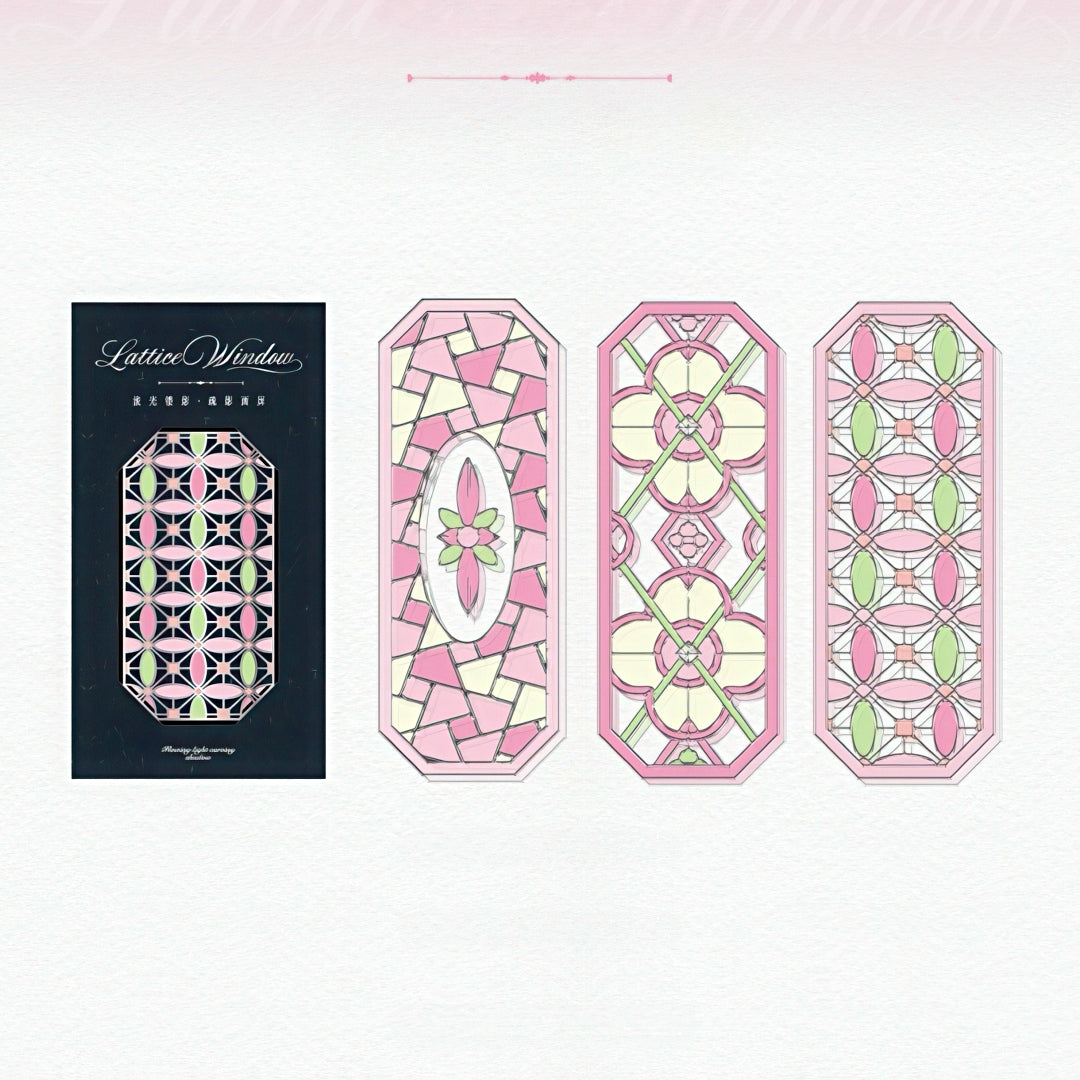 Lattice Stained Glass Window Plastic Bookmark Set
