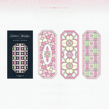 Lattice Stained Glass Window Plastic Bookmark Set