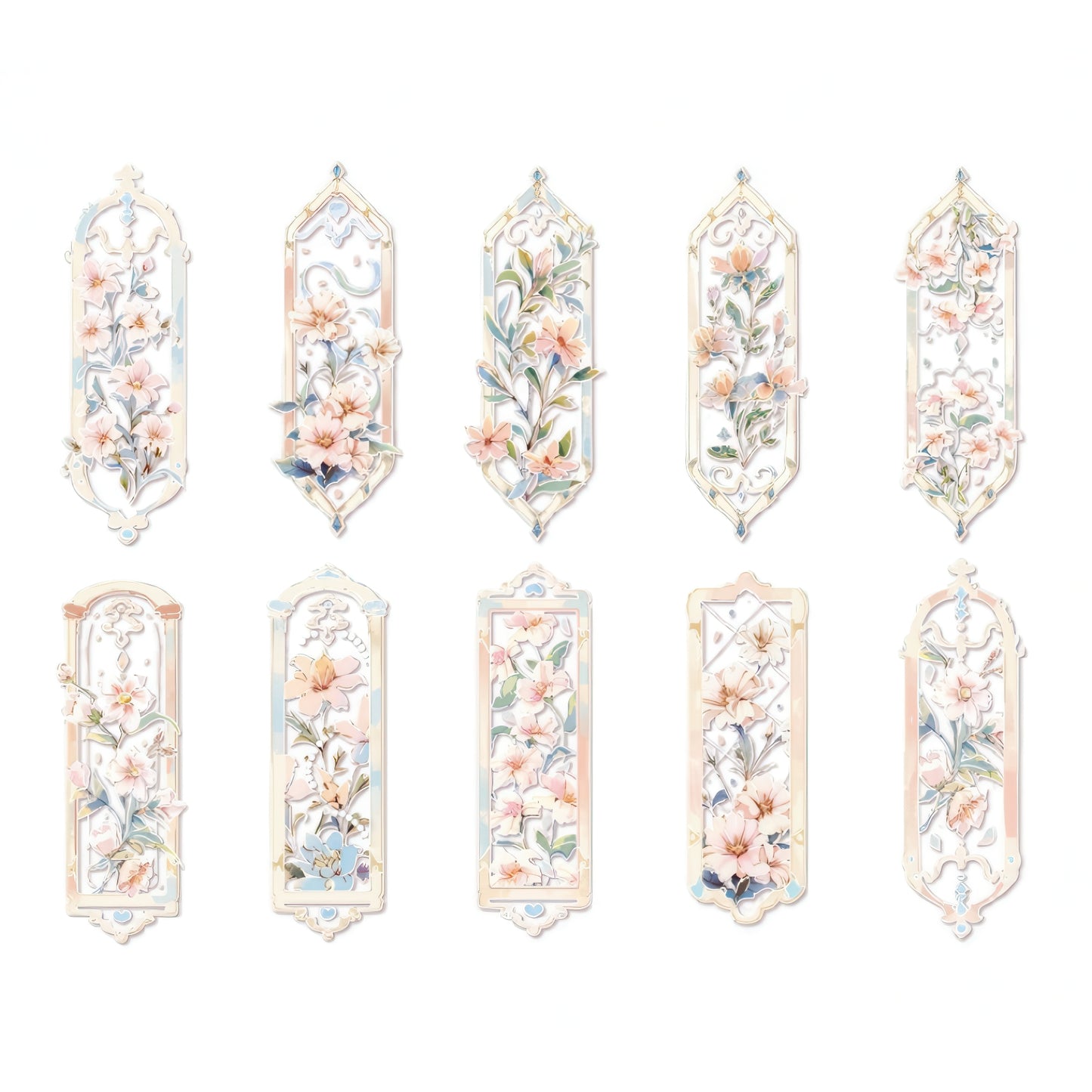 Vintage Floral Themed PVC Bookmark Set
