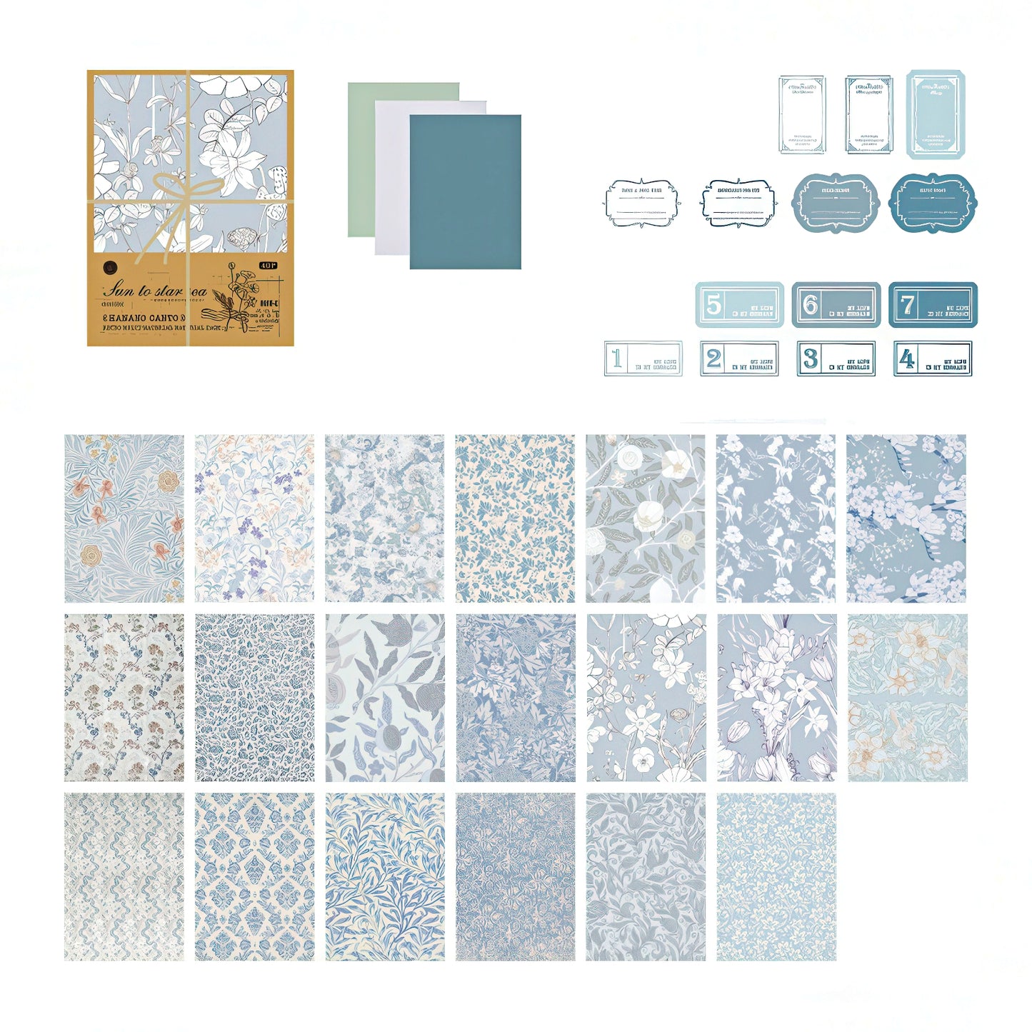 Vintage Floral Themed Scrapbook Paper Set