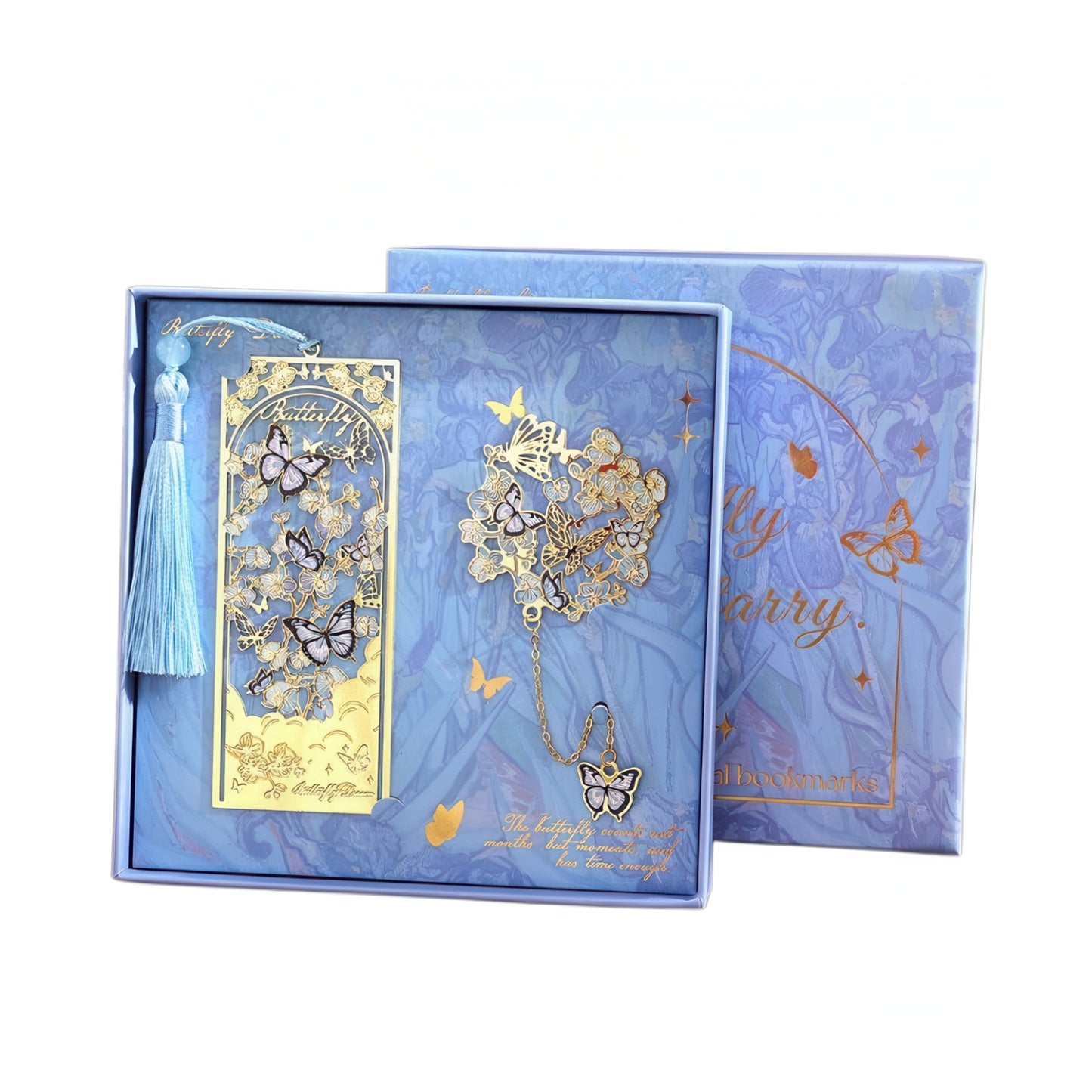 Dreamy Butterflies with Flowers Metal Bookmark