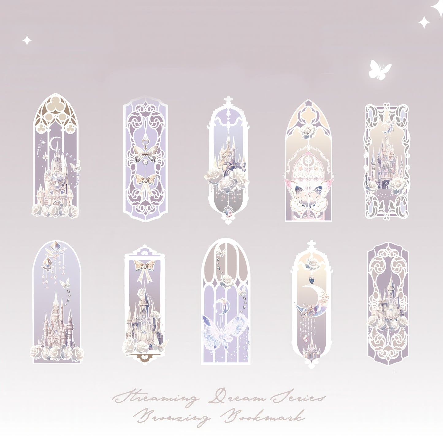 Vintage Floral Themed PVC Bookmark Set