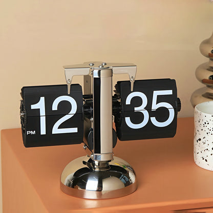 Retro Mechanical Flip Clock with Metal Base