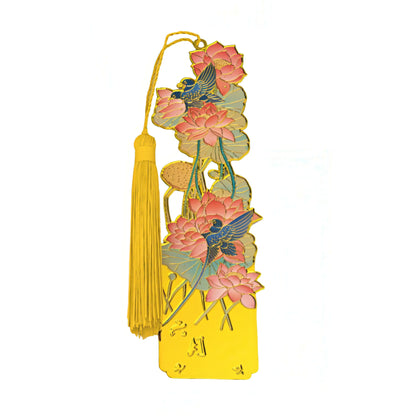 Birds and Flowers Themed Metal Bookmark
