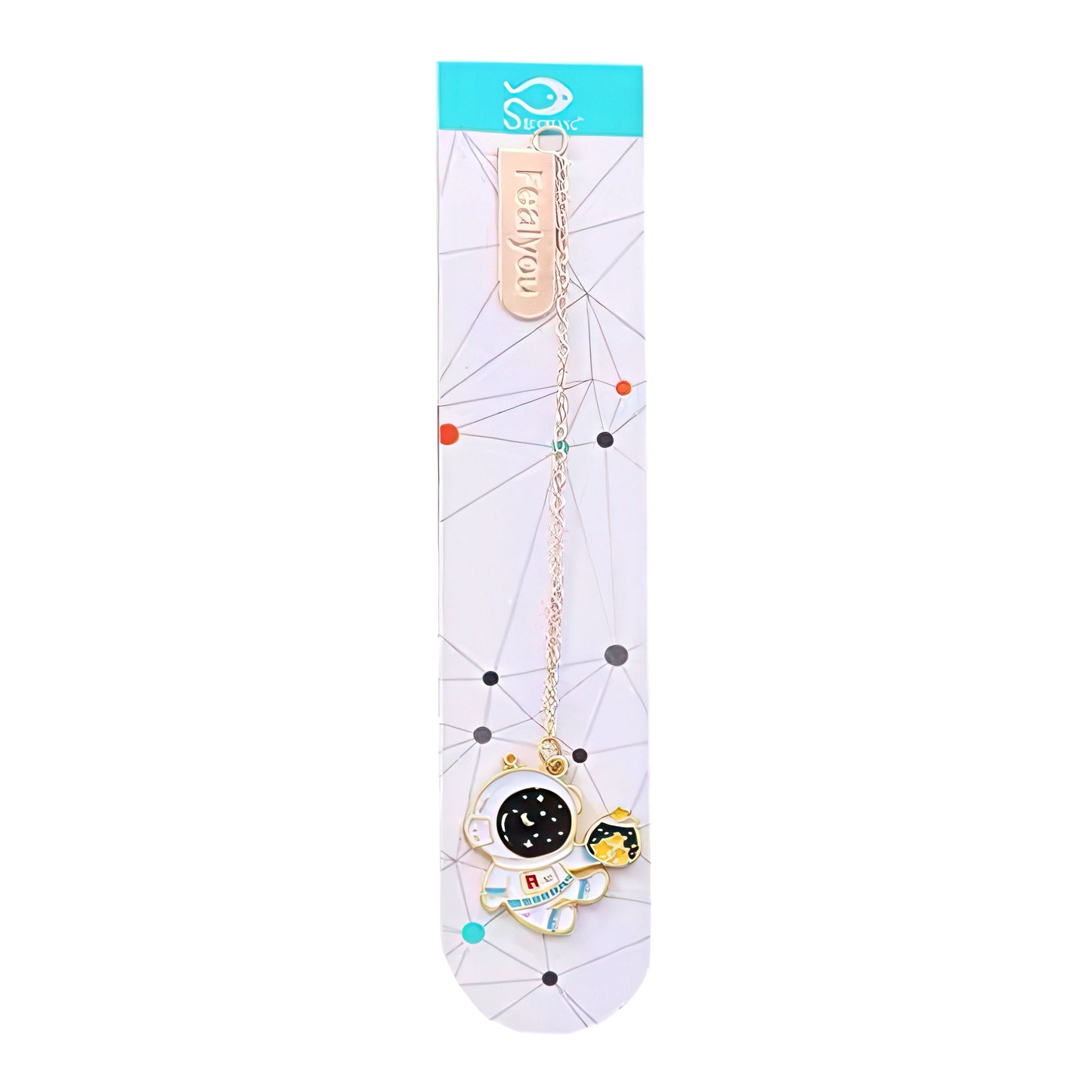 Astronaut Themed Metal Charm Bookmark