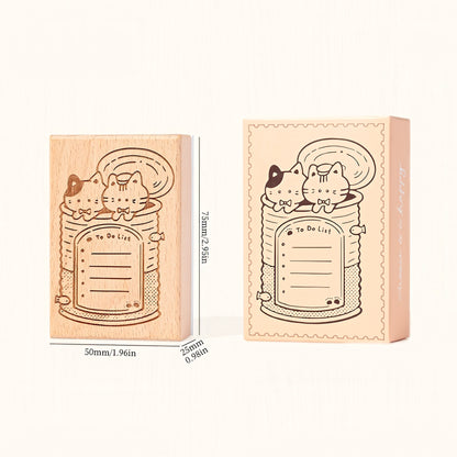 Cat Themed Wooden Planner Stamp Set