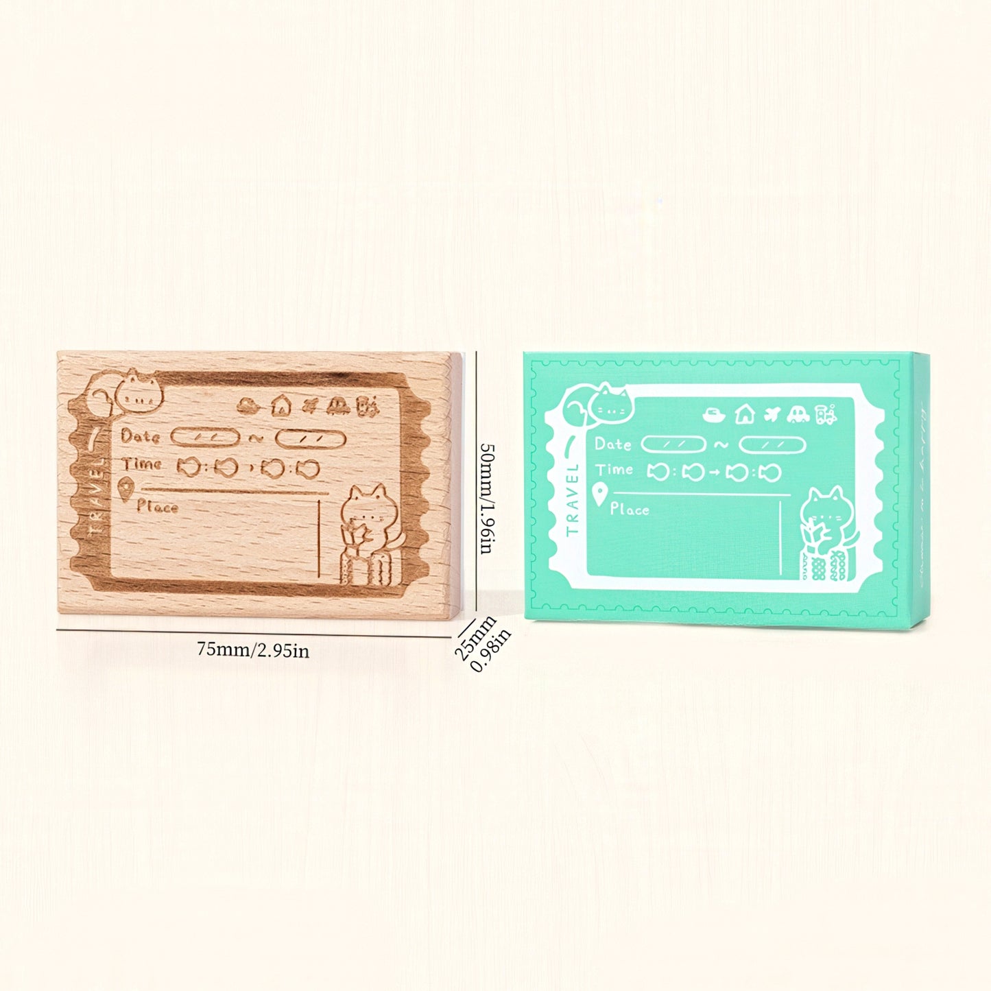 Cat Themed Wooden Planner Stamp Set