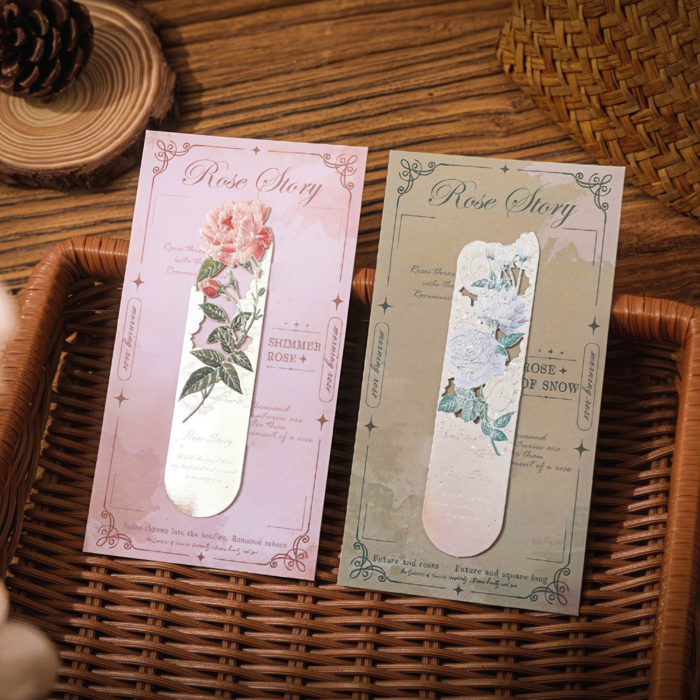 Romantic Flowers Metal Bookmark
