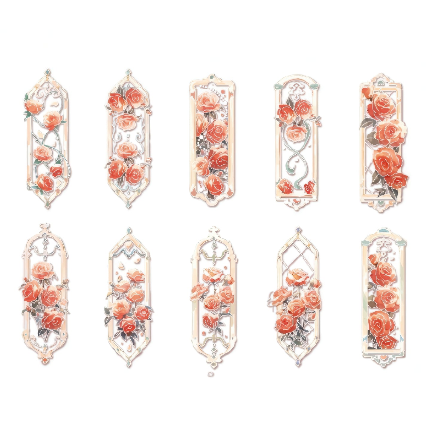 Vintage Floral Themed PVC Bookmark Set