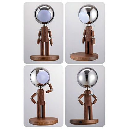 Rechargeable Wooden Figure Desk Lamp with Adjustable Joints