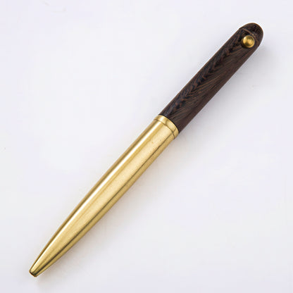 Wooden and Brass Retractable Rollerball Pen