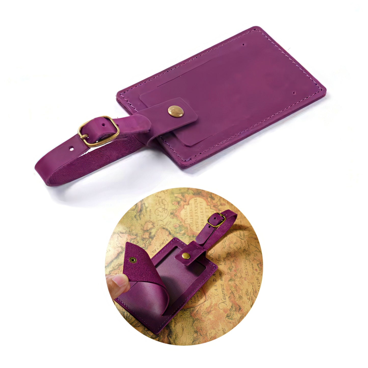 Dyed Leather Luggage Tag