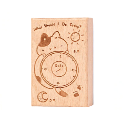 Cat Themed Wooden Planner Stamp Set