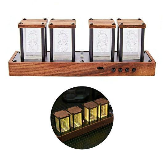 RGB Nixie Tube Clock with Wooden Base