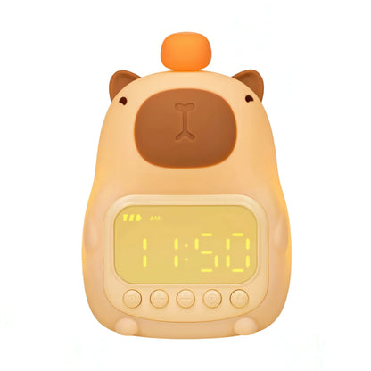 Children's alarm clock with cabybara design on a white background