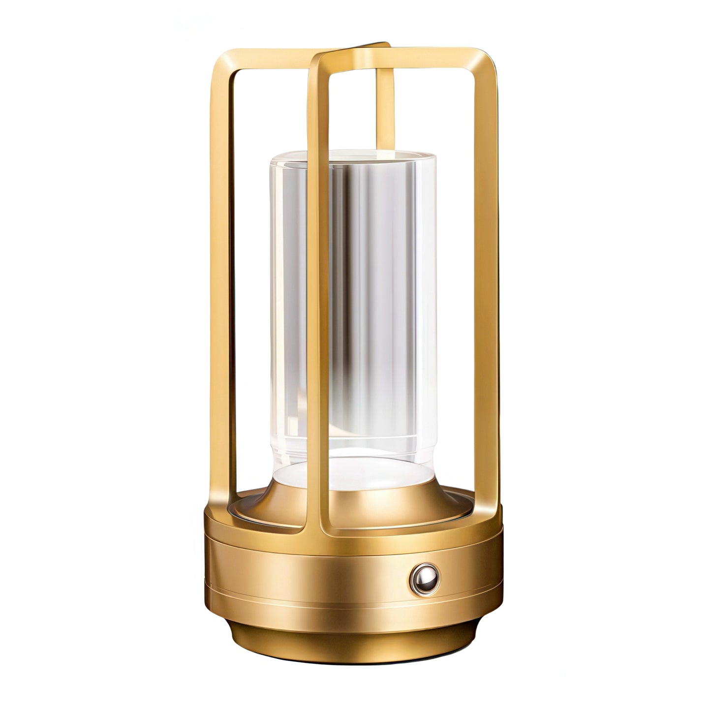 Golden Metal Rechargeable LED Table Lamp on a white background