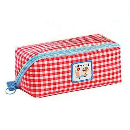 Extra Large Capacity Plaid Pencil Case