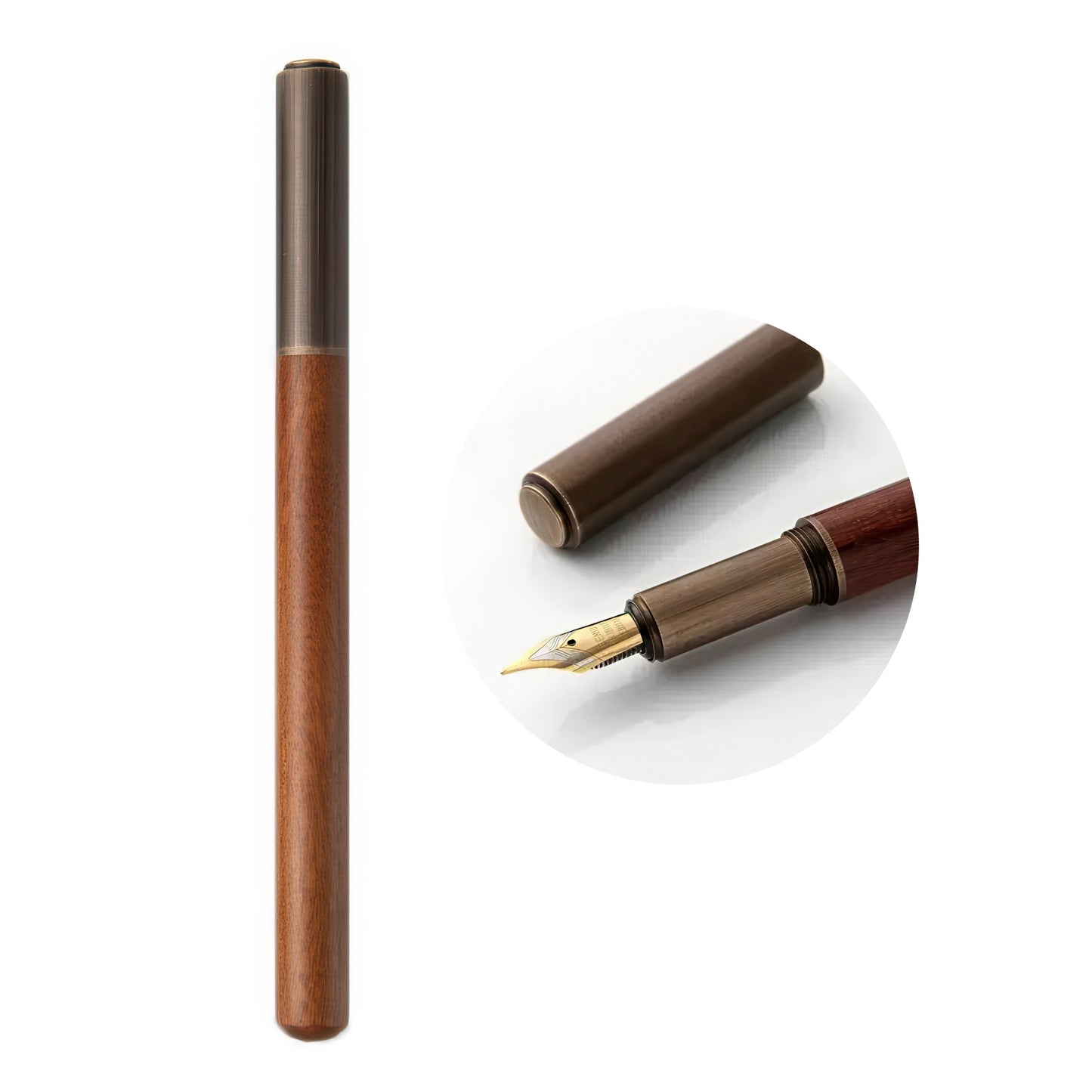 Retro Bronze Wooden Fountain Pen
