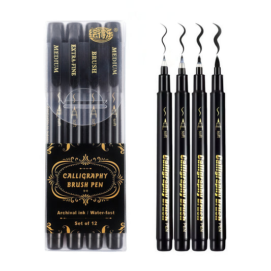 Black Ink Calligraphy Brush Pen Set