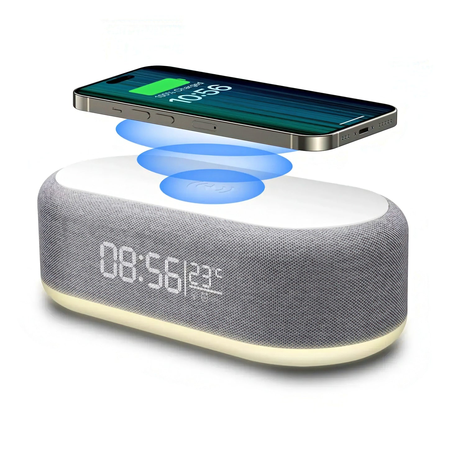 Alarm Clock with Wireless Charging and Nightlight