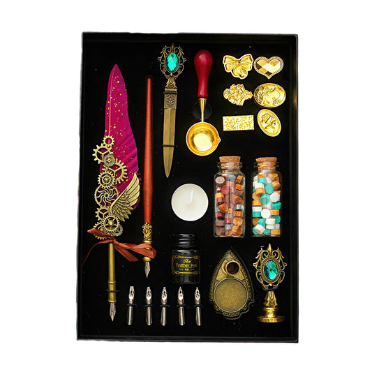 Vintage Style Quill Pen and Sealing Wax Set