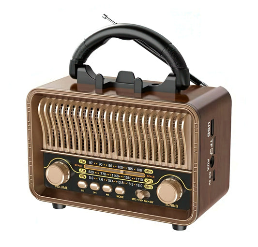 Retro Portable Radio with Bluetooth Speaker & Phone Holder