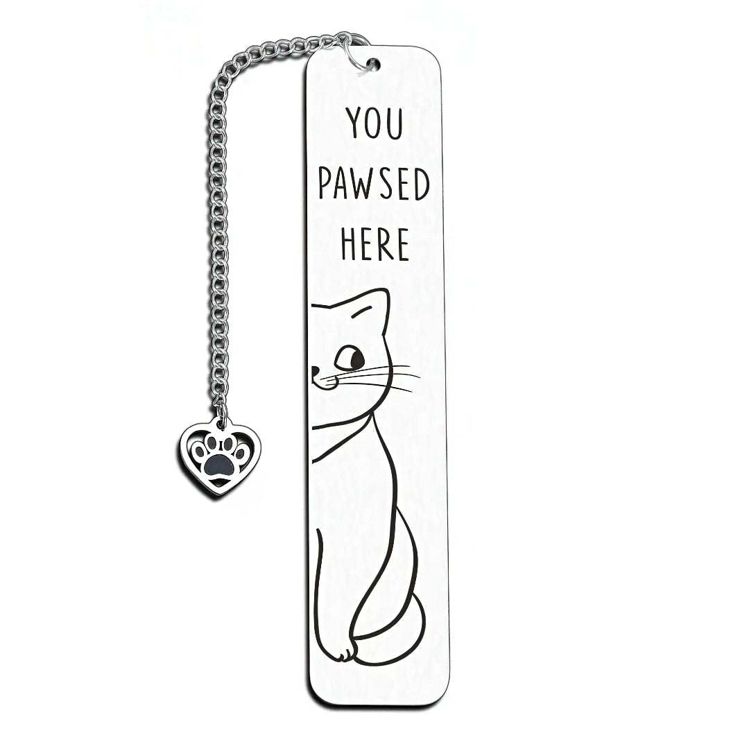 Cat Themed Stainless Steel Bookmark