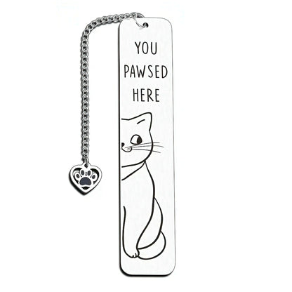 Cat Themed Stainless Steel Bookmark