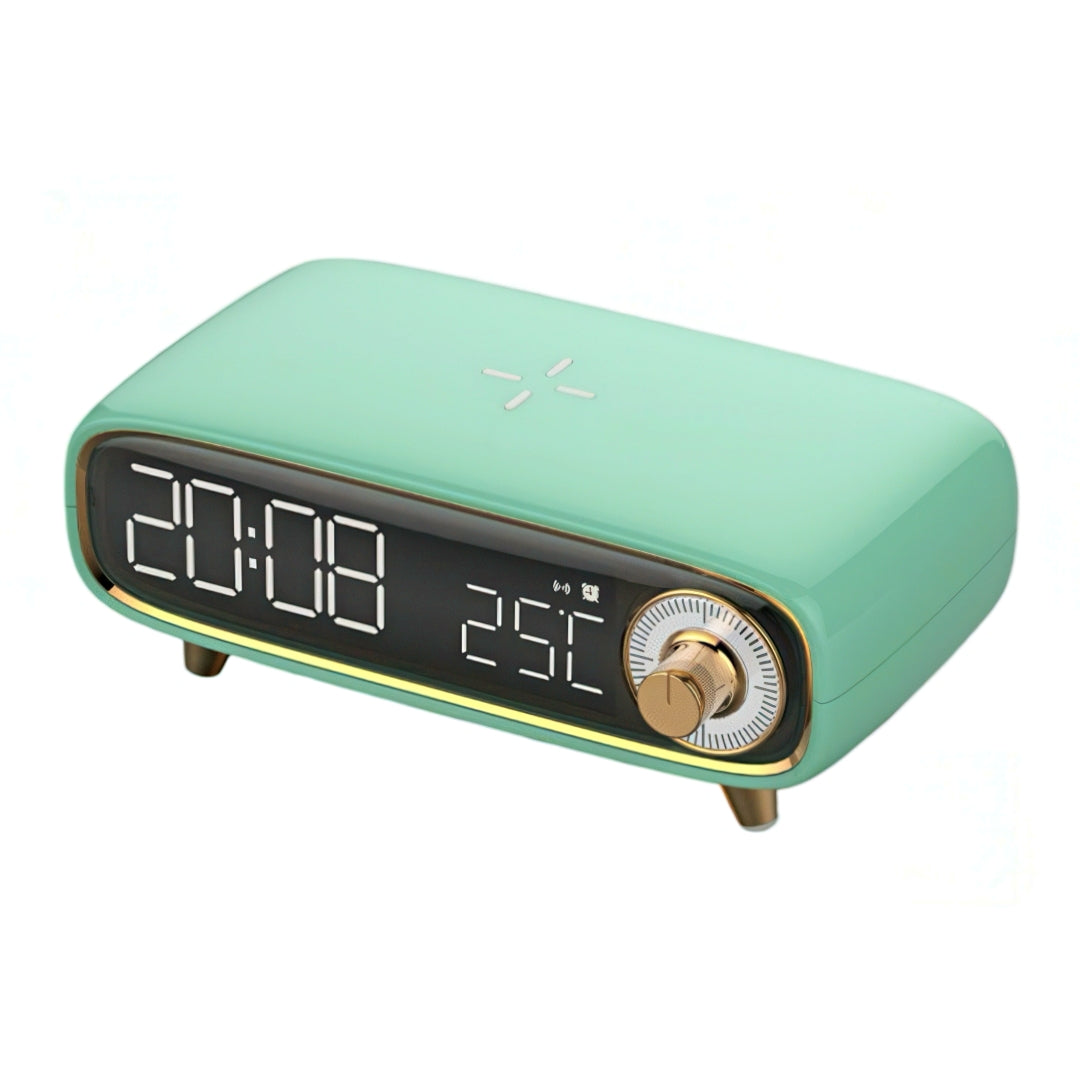 Retro Digital Alarm Clock with Wireless Charging and Nightlight