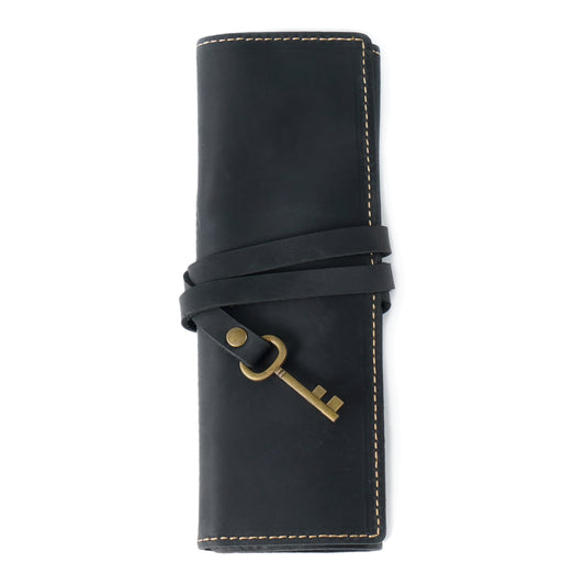 Dyed Cowhide Roll Up Pencil Case