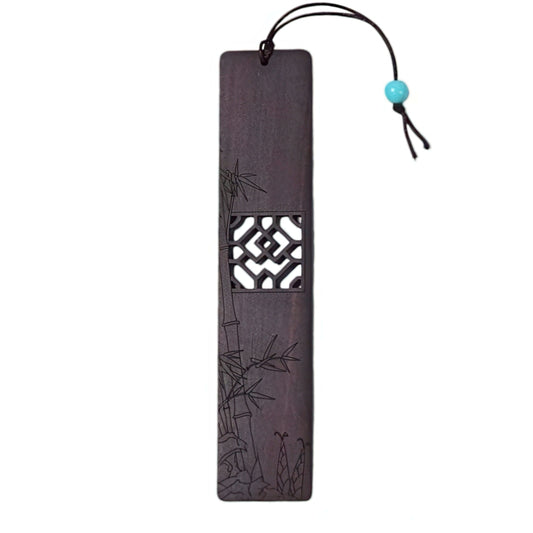 Wooden Bookmark with Four Noble Plants Design