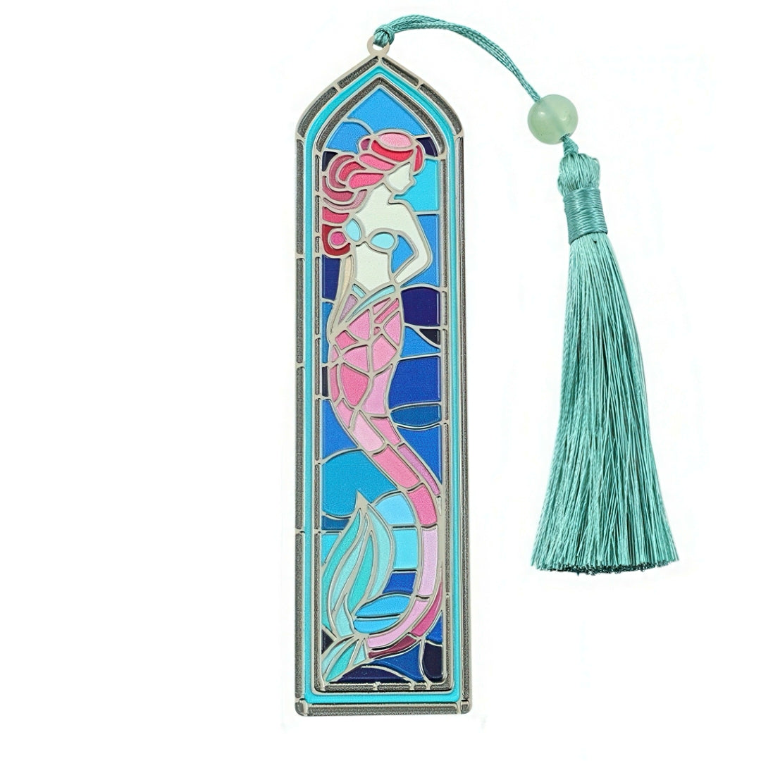 Vintage Metal Bookmark with Stained Glass Design