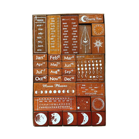 Moon Phase Calendar Wooden Stamp Set