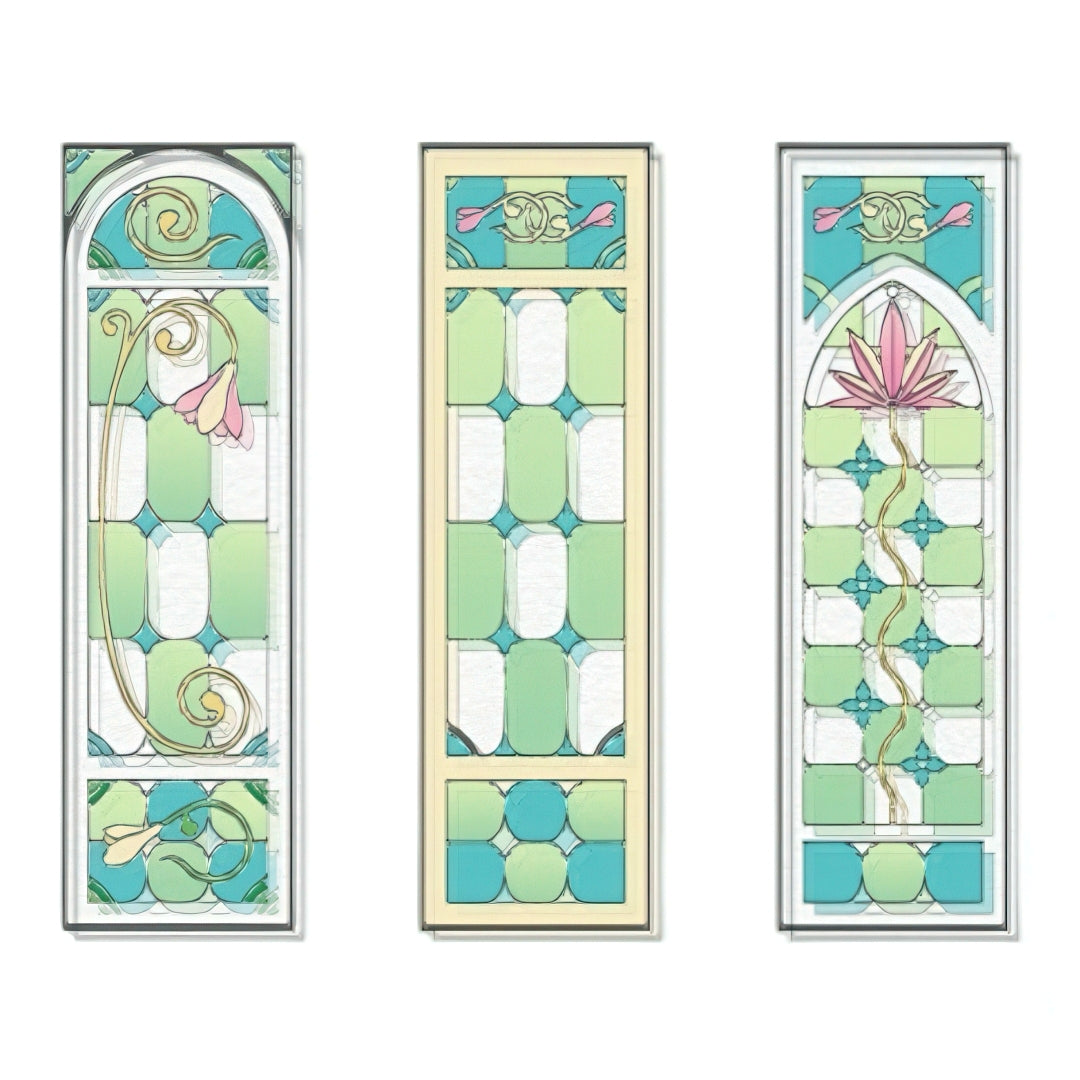 Lattice Stained Glass Window Plastic Bookmark Set