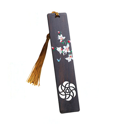 Elegant Flowers Painted Wooden Bookmark