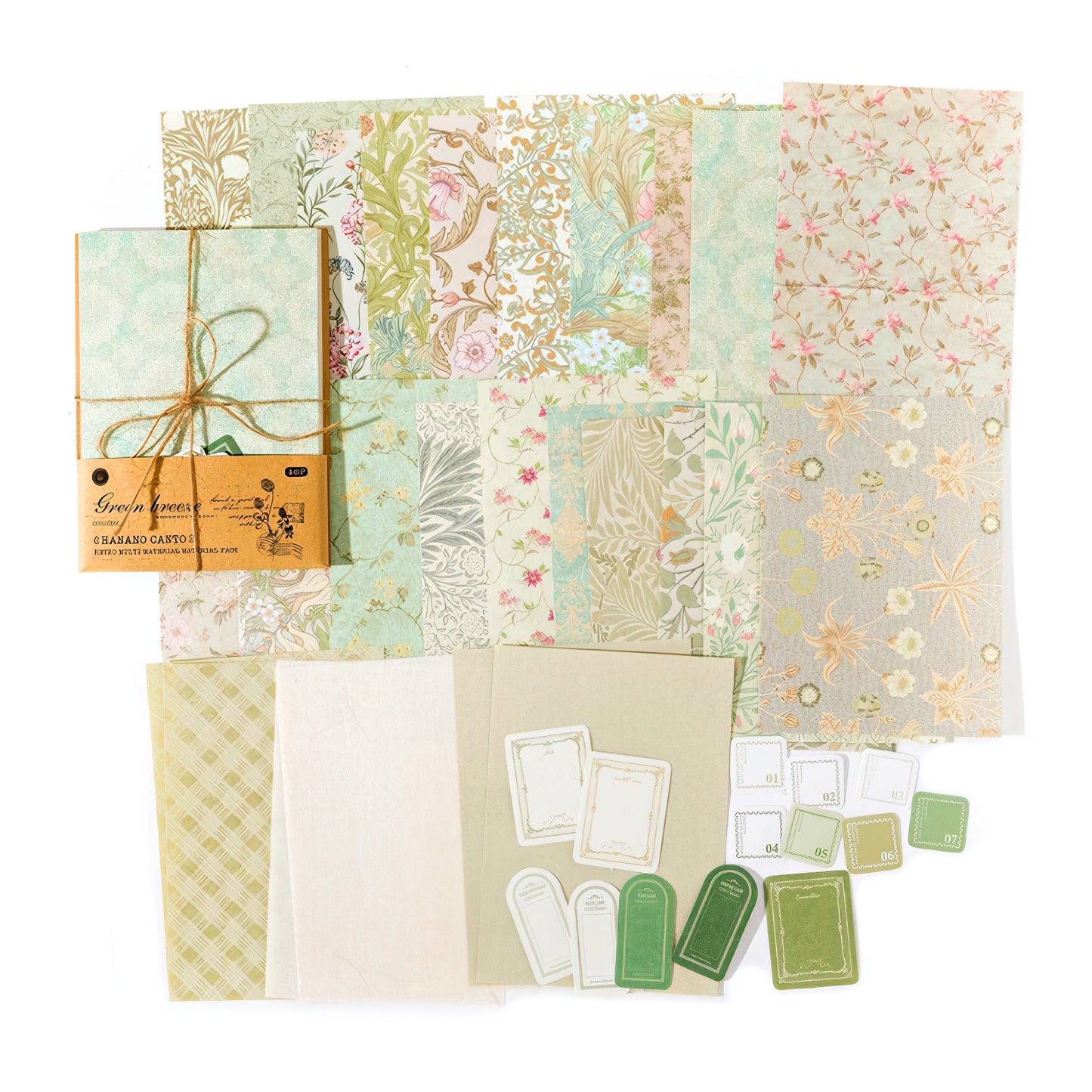 Vintage Floral Themed Scrapbook Paper Set