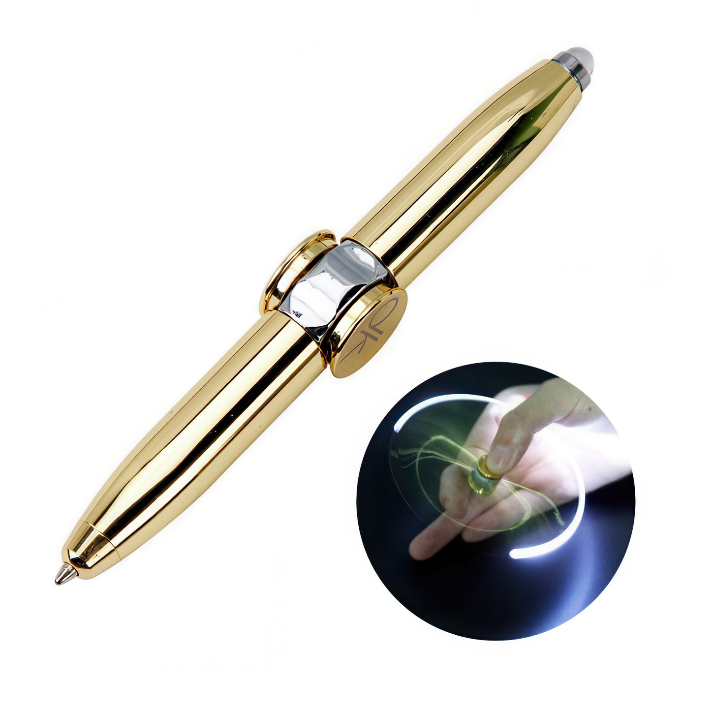 Fidget Spinner Ballpoint Pen with LED Flashlight