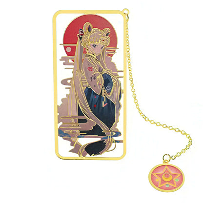 Sailor Moon Manga Themed Metal Bookmark on a white background