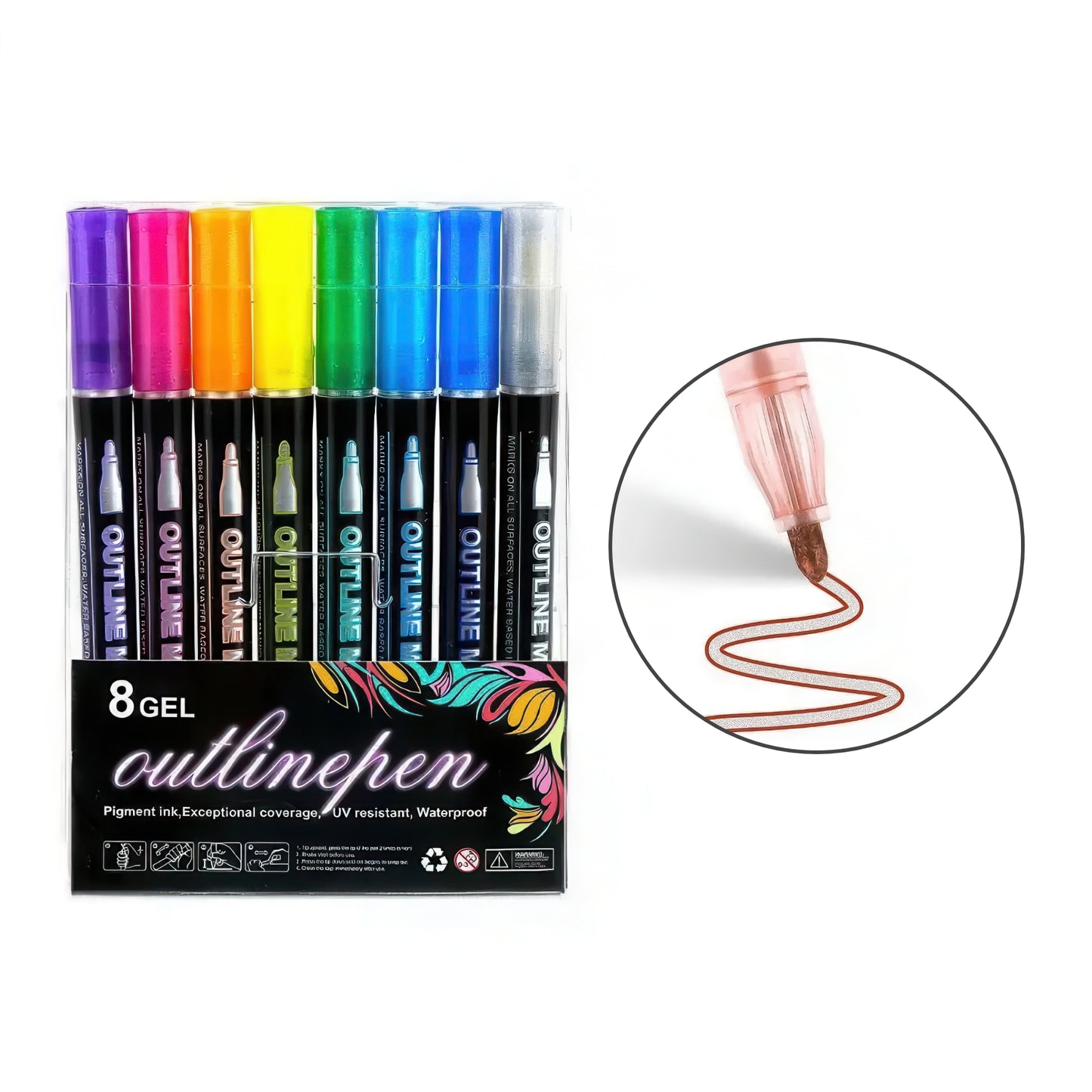 Double Line Outline Metallic Marker Set