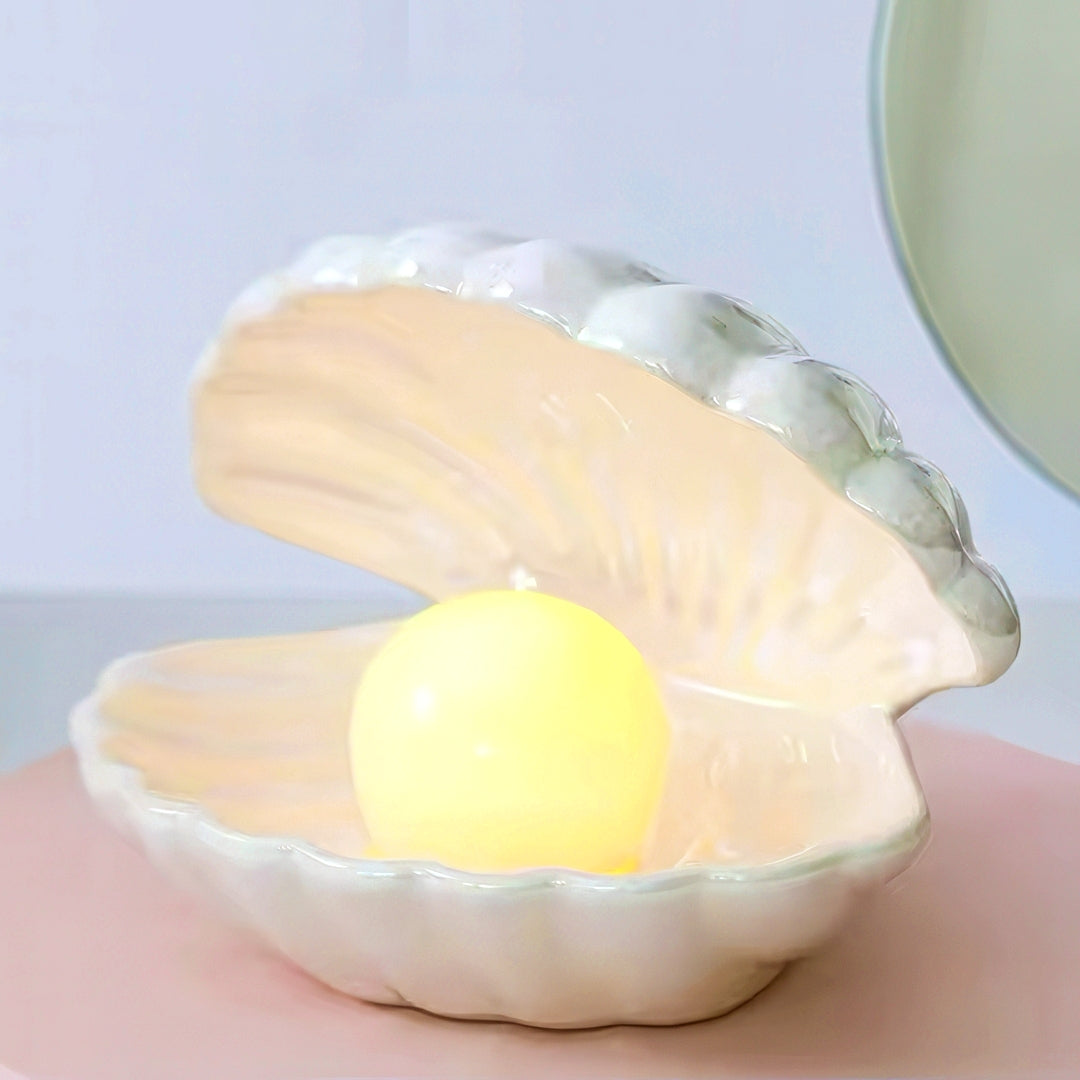 Ceramic Oyster with Pearl Nightlight