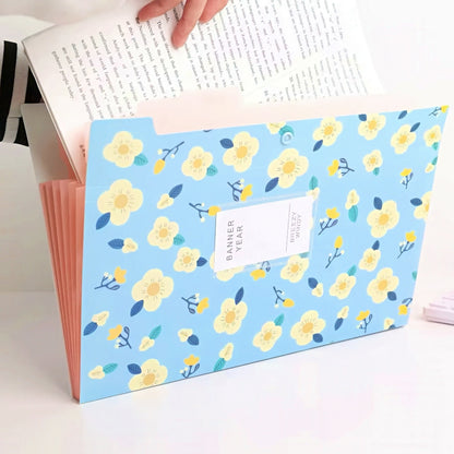 Retro Floral Large Capacity File Folder
