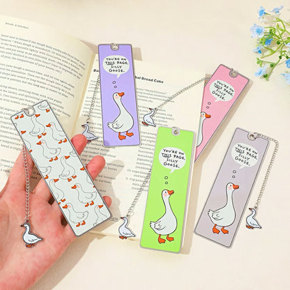 Cute Silly Goose Stainless Steel Bookmark