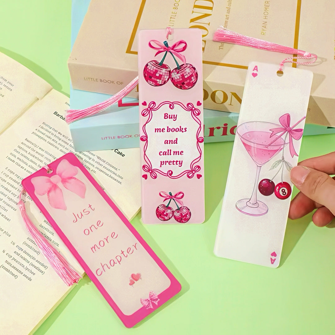 Cute Girly Acrylic Bookmark with Tassel