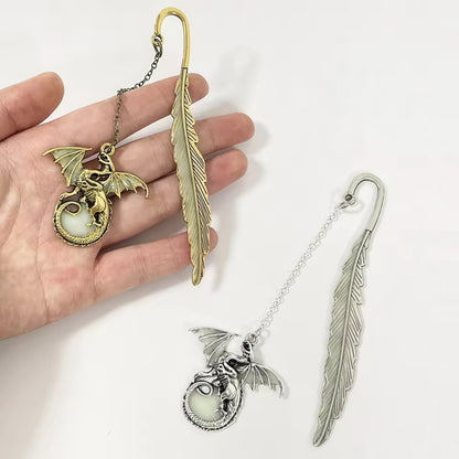 Luminous Feather and Dragon Metal Bookmark